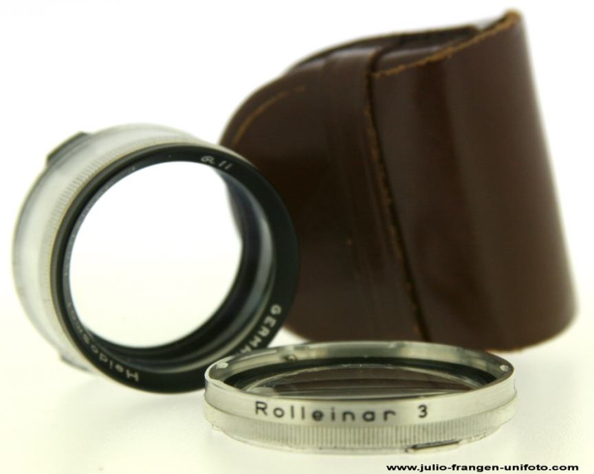 Rollei Close-up Heidosmat + Rolleinar 3 Pour Rolleiflex 3.5F Avec étui En Cuir