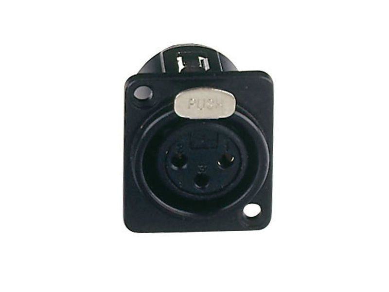 [XLR-SK-003-3] Konektor, za šasiju, XLR, 3 pina, Ž, crni s osiguračem