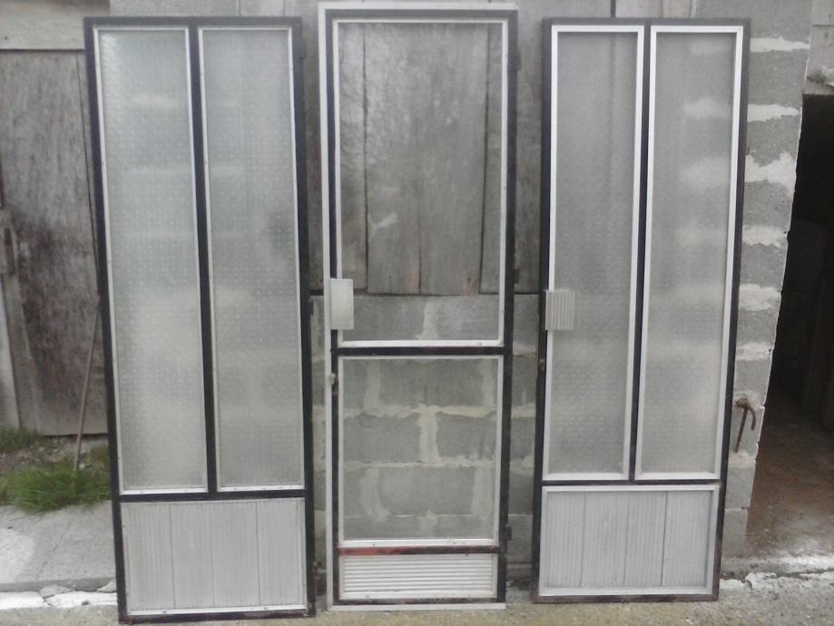 Aluminijska vrata sa staklom, bravom, 3 komada