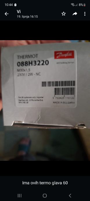 Attuatore Danfoss Thermot 230V AC - M30x1.5 NC, Corsa 2.4mm, Cavo 1.2m - Foto 2