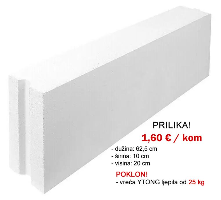 PRILIKA! - YTONG porobeton, siporex blokovi, 120 kom / debljina: 10 cm