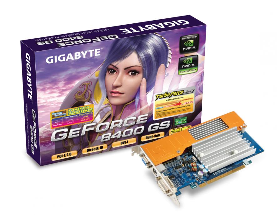 512MB GIGABYTE 8400GS TurboForce DDR2 PCI-e 2.0/DIrextX10/DVI-I/Dual-l