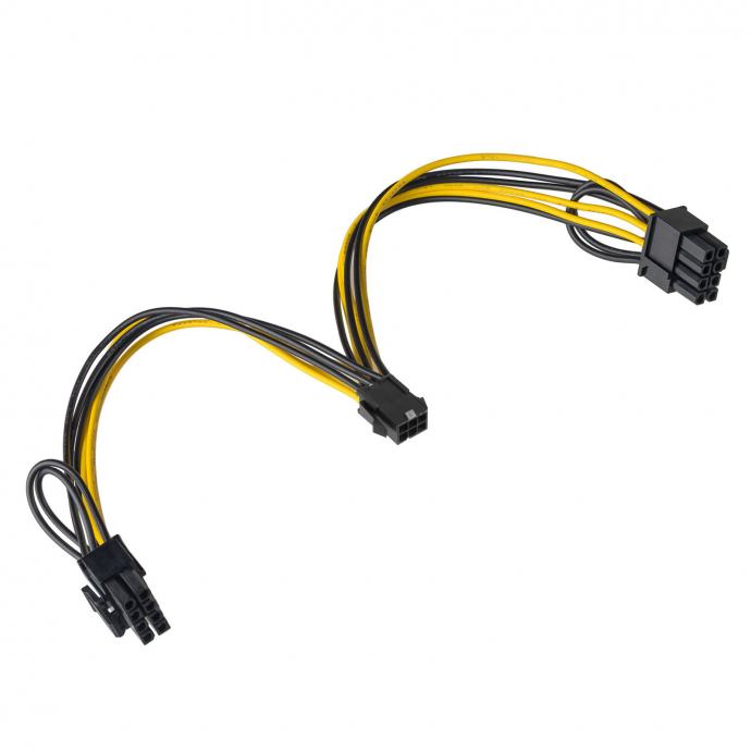 AKYGA Adapter PCI-E 6 pin (m) / 2x PCI-E 6+2 pin (f) 2x 15cm