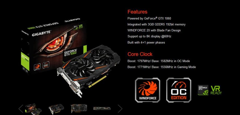 GTX 1060 WINDFORCE OC 3G de Gigabyte, pour le Full HD