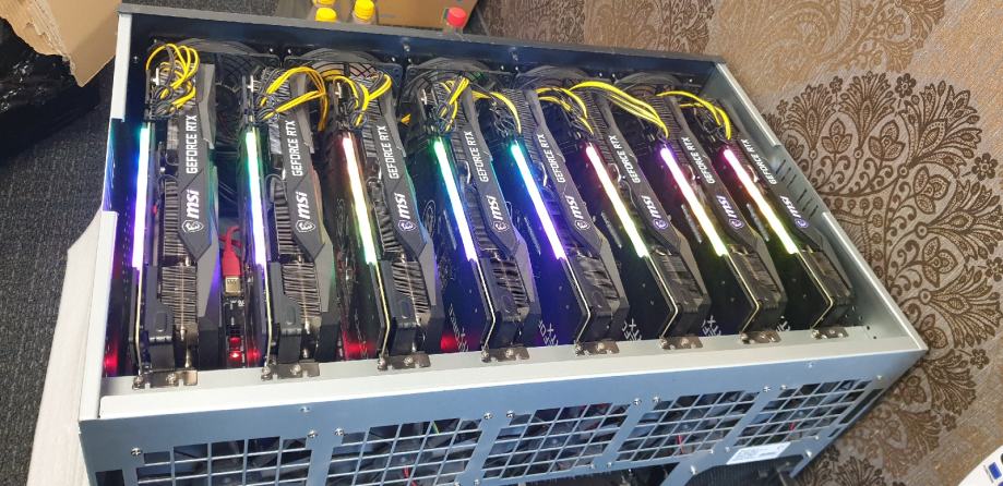 Mac Mini Stack Rig Farm Mining Rig Farm 7,4Gh/s ETC ca. 143 kartice NVIDIA RTX 3070 3060ti