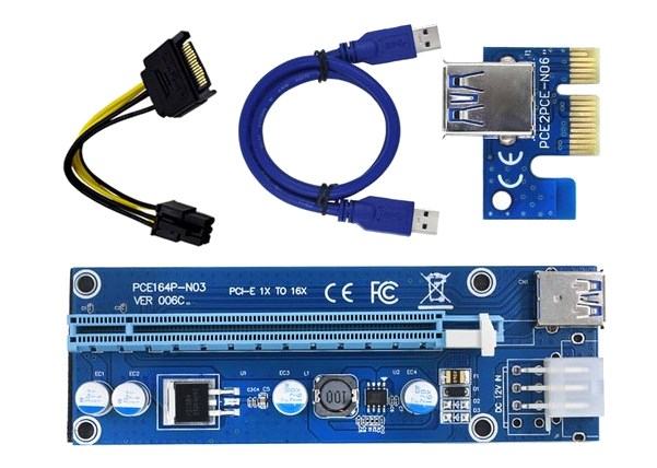 Mining Riser Extender GPU Card 006c 1x to 16x USB 3.0 novo zapakirano
