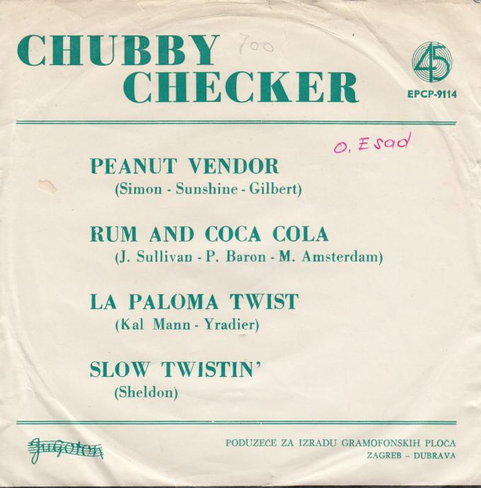 CHUBBY CHECKER RUM AND COCA COLA / PEANUT SINGL GRAMOFONSKA PLOČA