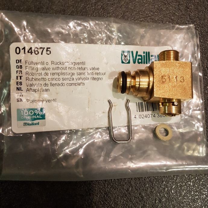 Robinet D'entrée D'eau Vaillant 014675 - Compatible Chaudière VMW 242-5, Neuf, Origine Italie