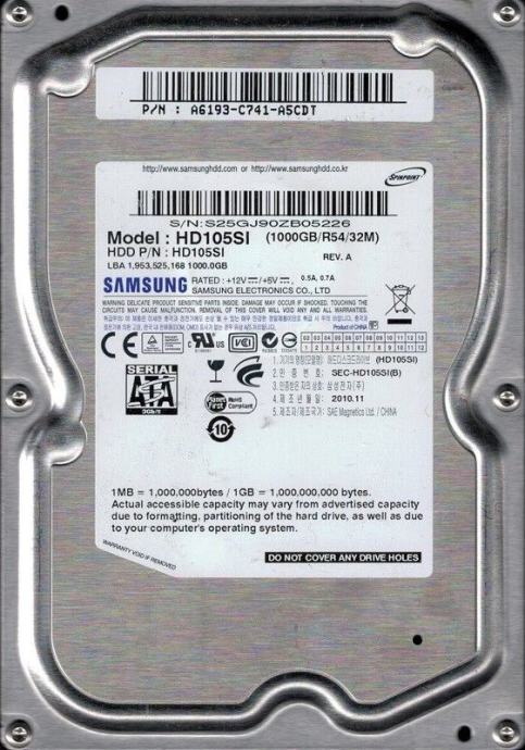 Hard disk 3.5" Samsung HD105SI, 1TB