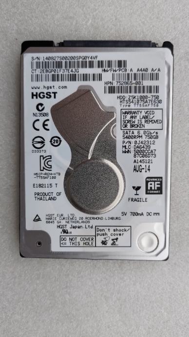 WD WD7500BPVX Blu Hard Disk Mobile Da 750 GB, 5400 RPM, SATA 6 GB/s, 2.5 ", 9.5 Mm - Foto 6