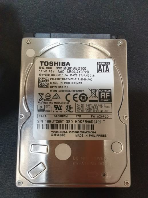 HDD Toshiba 2.5" 1TB SATA interni hard disk | Novo | Račun R1