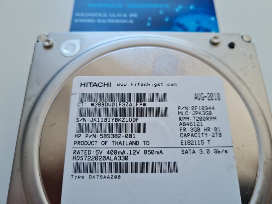 Hitachi HDS722020ALA330 2TB 3.5 SATA 7200 HDD - Račun/R1 / Jamstvo