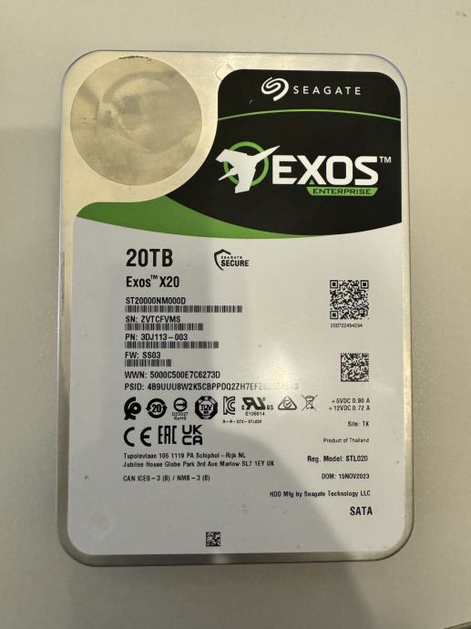 Seagate Exos X20 Enterprise Model Hard Disk HDD 20TB