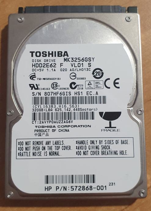 TOSHIBA HDD DISK 320GB
