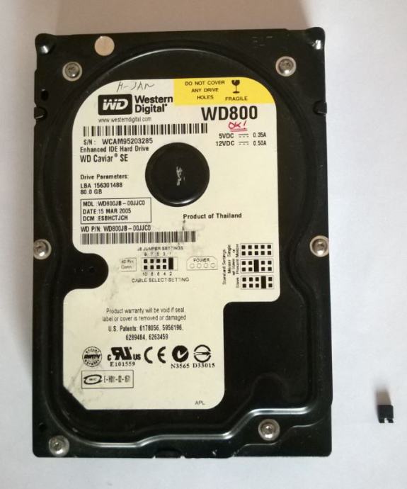 Tvrdi Disk 3.5 HDD Western Digital 80 GB  IDE - ATA - PATA, [00JJC0]