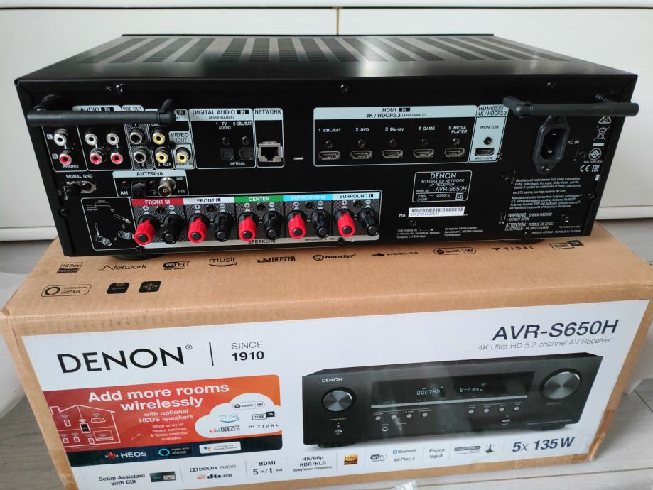 Denon™ AVRS650H 5.2 Ch. AV Receiver with Voice Control, 5 x 135W