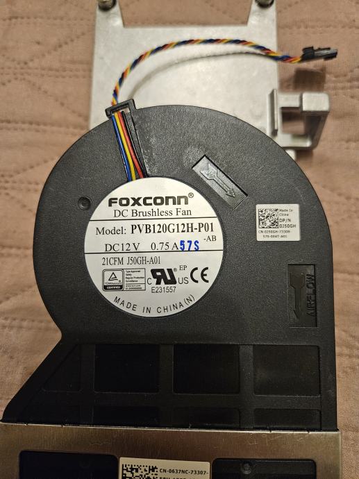 thumbnail image 2 of Dell CPU Cooling Fan J50GH / FVMX3 / 637NC For OptiPlex 7010 9010 SFF – Tested Working, 50 CFM 2 of 3