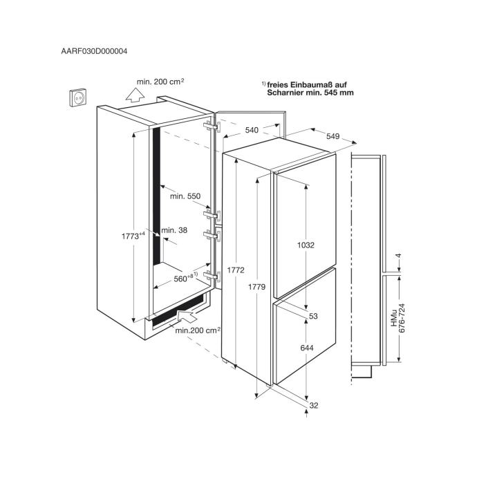Ugradbeni hladnjak Electrolux, A+, 177,2 cm, jamstvo (Zrinko Tehno)