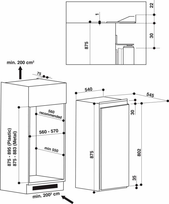 Ugradbeni hladnjak Privileg, A++, 87,5 cm, jamstvo (Zrinko Tehno)