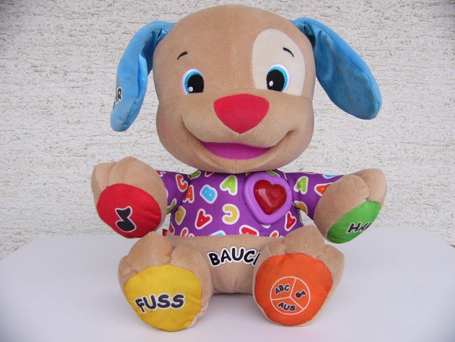 Fisher Price psić sveznalica srce na NJEMAČKOM j. igračka za bebe