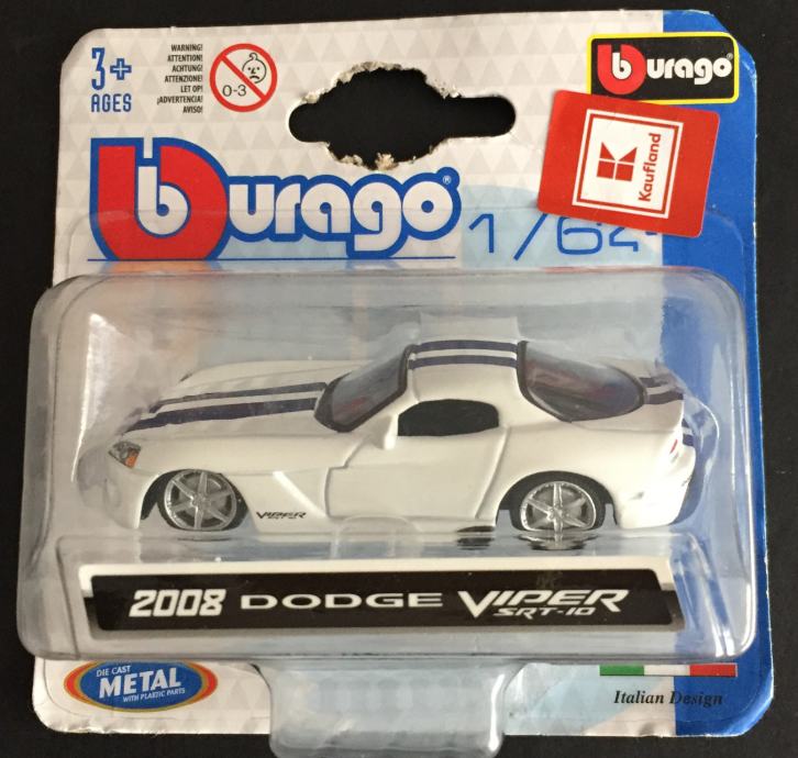 Bburago 1/64 - 2008 Dodge Viper SRT-10 (bijeli).