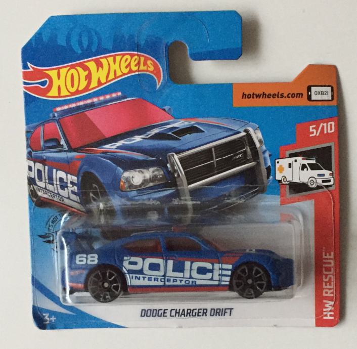 Hot Wheels Dodge Charger Drift Car - Blue Rescue Edition 217/250 - 1:64 Scale Die-Cast Model