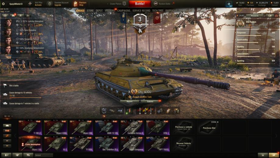 Compte World Of Tanks PC – 3500 WN8, 60% WR, 100 Chars Premium + 907 + Chieftain