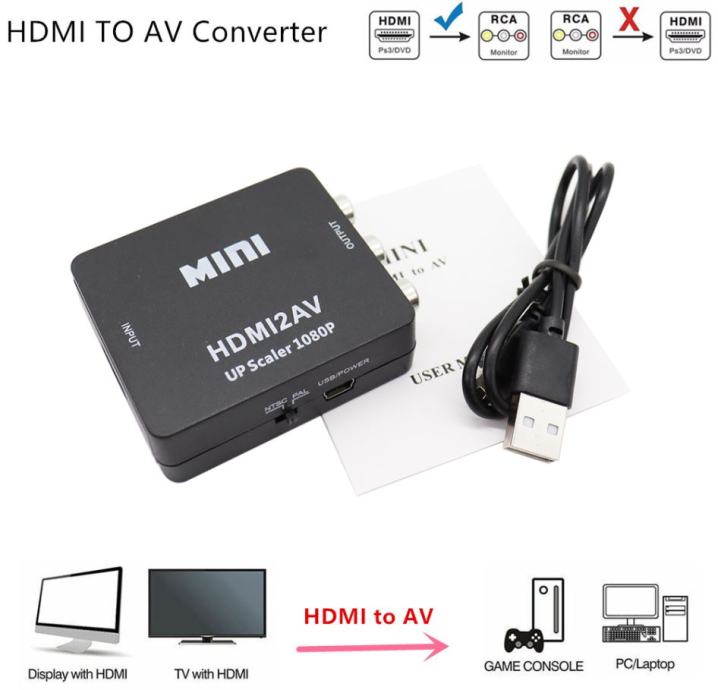 HDMI ulaz iz PC na RCA Adapter Konverter 1080P HDMI2AV +audio na TV