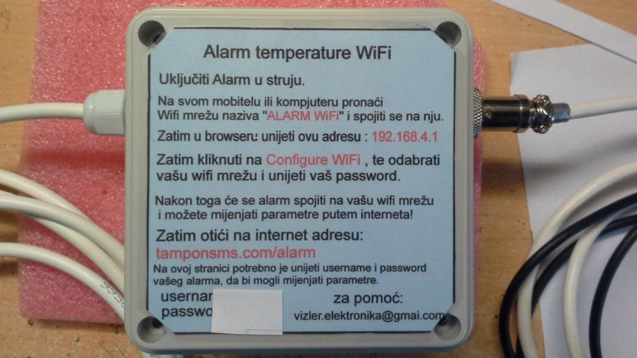 Alarm temperature WiFi , min,max temperatura, šalje na mail parametre.