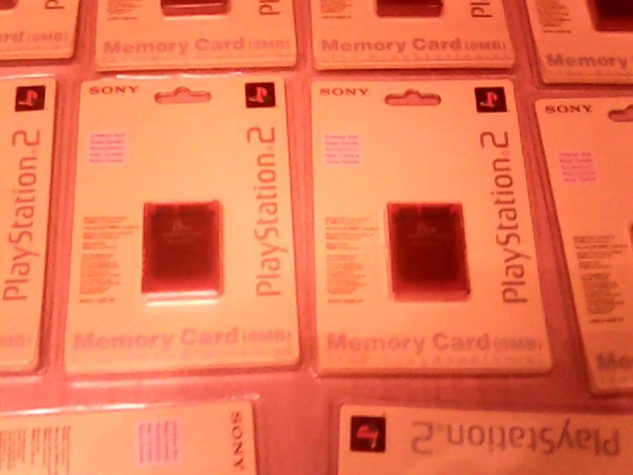 A pair of original Sony PlayStation 2 memory cards used to save classic gaming memories