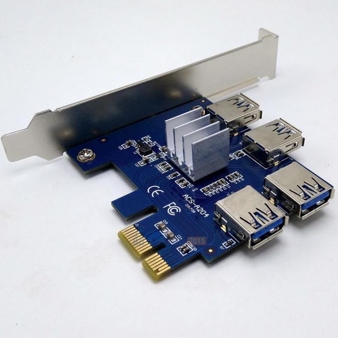 PCIE 1X to 4 PCIE 16X Slots Riser Card External Adapter mining