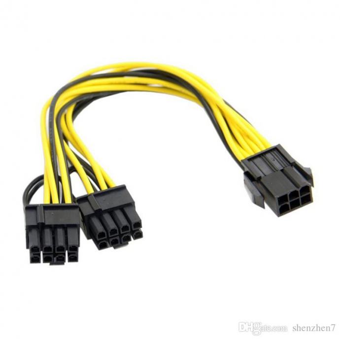 PCI-e 6-pin to 2x 8 (6+2) pin power splitter kabel adapter
