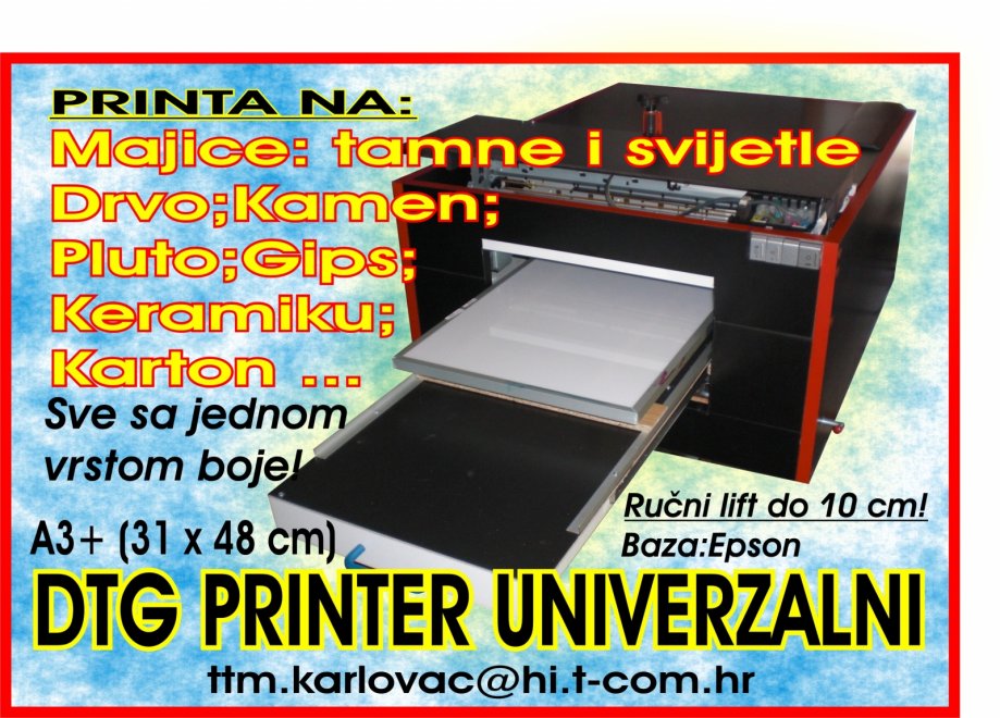 univerzalni DTG i printer za majice