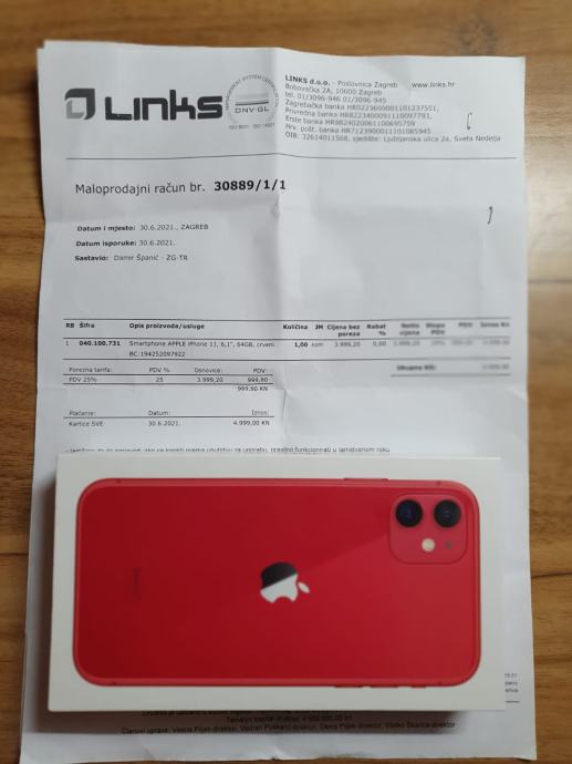 iPhone 11, RED PRODUCT, 64 GB, HR RAČUN I JAMSTVO