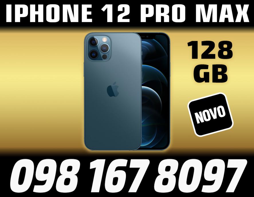 IPHONE 12 PRO MAX 128GB, BLUE, ZAPAKIRANO, TRGOVINA, DOSTAVA ZG, R1