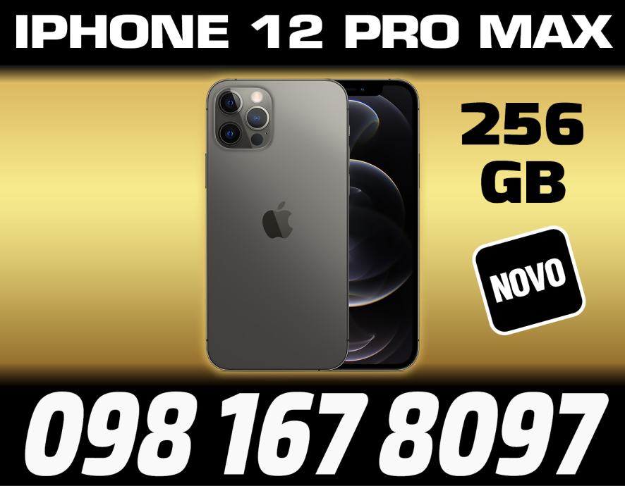 IPHONE 12 PRO MAX 256GB,GRAPHITE,ZAPAKIRANO,TRGOVINA,DOSTAVA ZG,R1