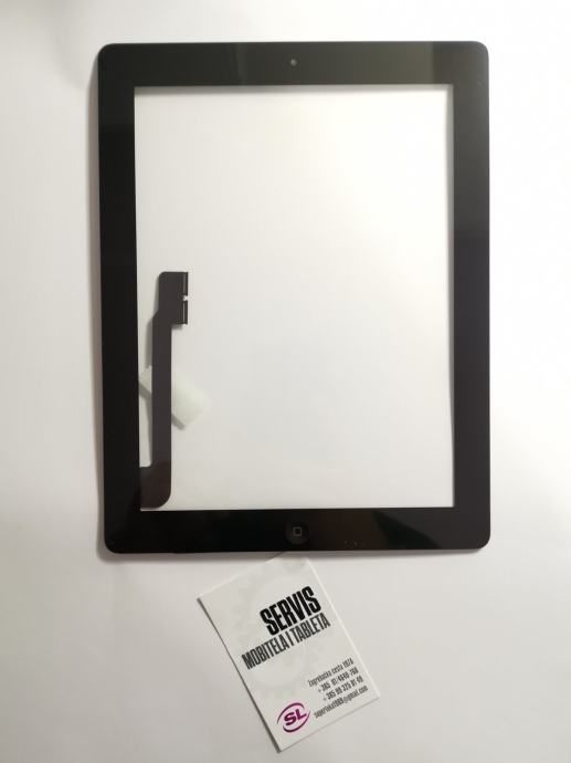ipad 3 4 touch screen home tipka digitizer prednje staklo (crno)