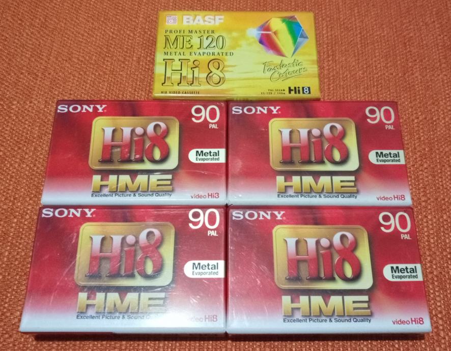 Sony BASF Hi8 vrhunske kasete/kazete (lot 5 komada)