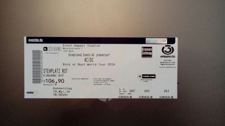 Karta za AC/DC u Beču 19.5. Hitno i povoljno