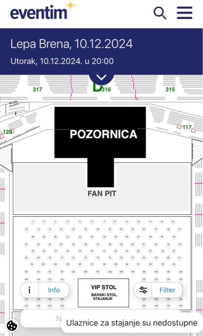 Vip Stol karte. Treći dan koncerta (09.12)