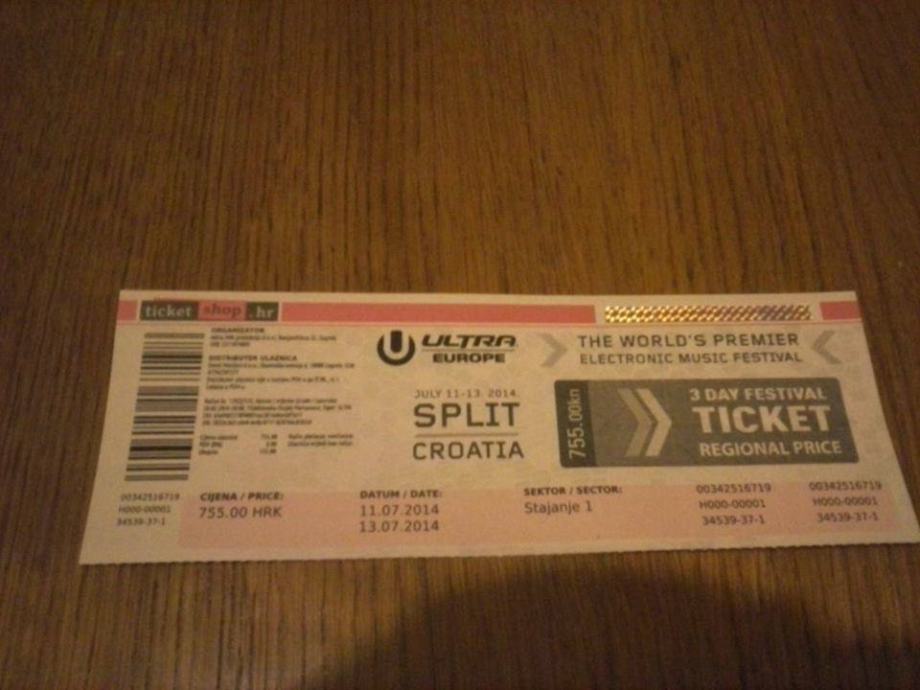 Karta za Ultra music festival 2014 (Split (11-13.7.2014))