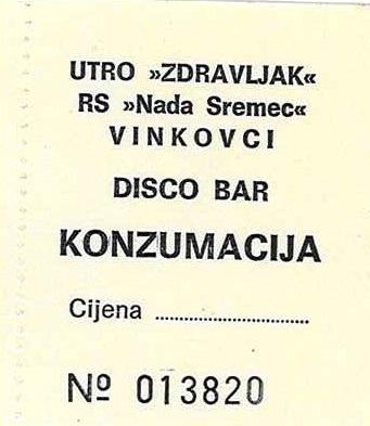 Stara ulaznica za disco - Vinkovci