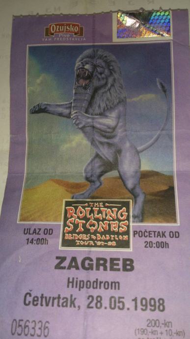The Rolling Stones,karta koncerta 1998.