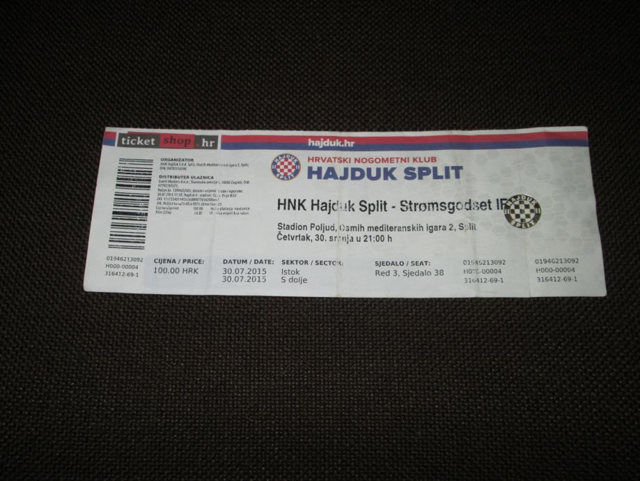 Ulaznica : Hajduk - Stromsgodset IF