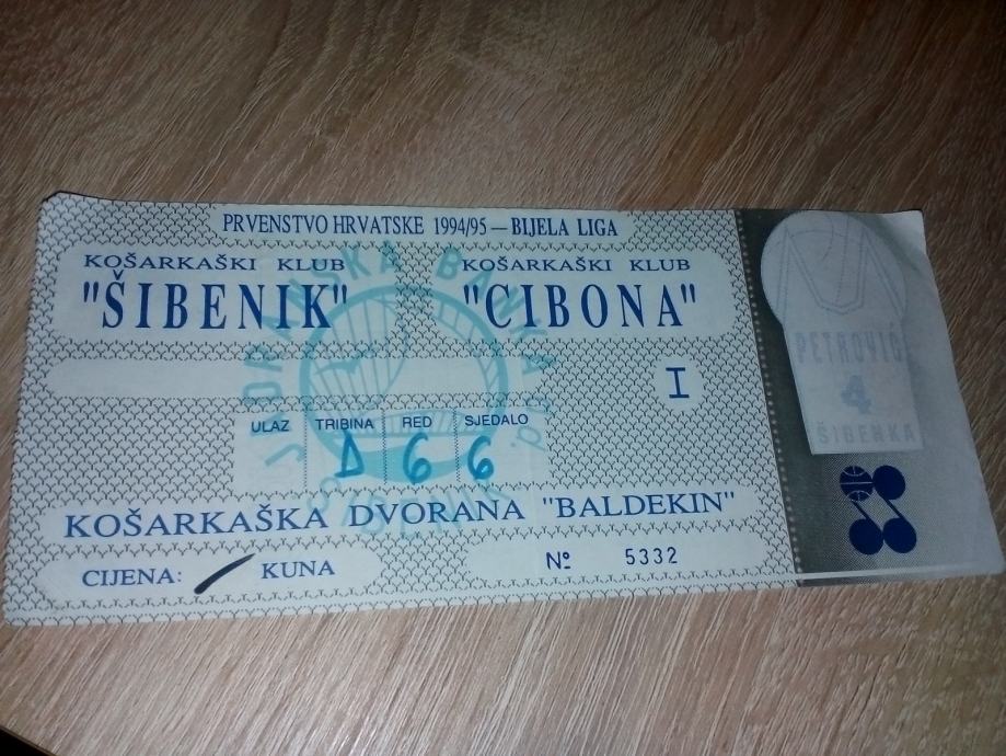 Ulaznica KK Šibenik - Cibona 1994