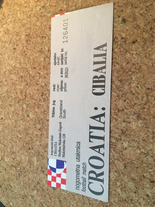 Ulaznica NK Croatia - Cibalia 1994/95