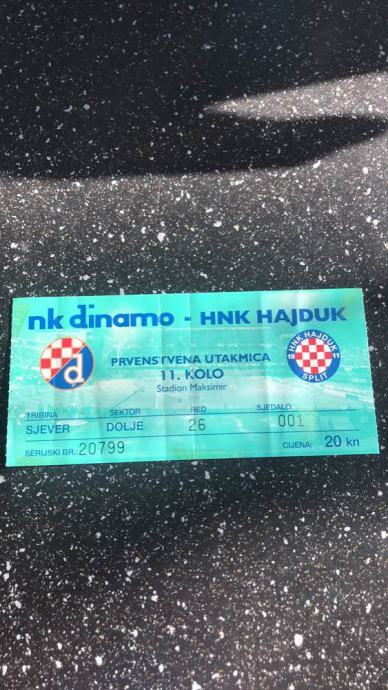 Ulaznica NK Dinamo Zagreb - HNK Hajduk 2001.