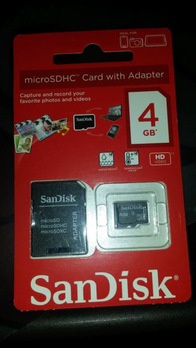 Micro SD memorijska kartica 4GB  + SD adapter