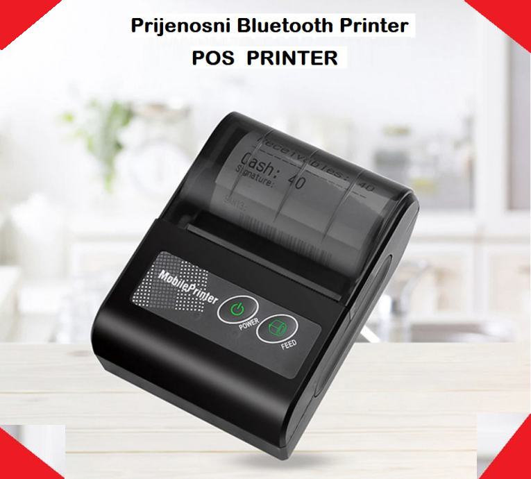 Bluetooth POS printer, prijenosni termalni printer - *ZG* - NOVO