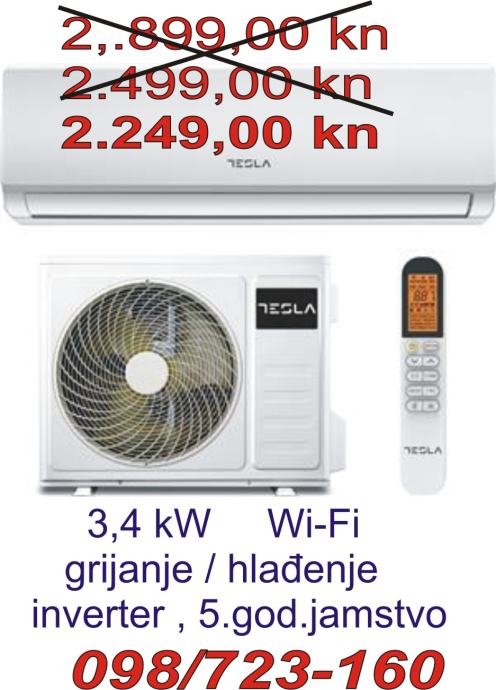KLIMA SPLIT TESLA  3,4 kw   Wi-Fi ........ 2.249,00 kn